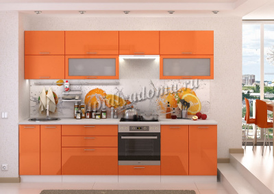 Шкаф верхний ШВУ 600 Кухня Ксения (Оранжевый глянец)