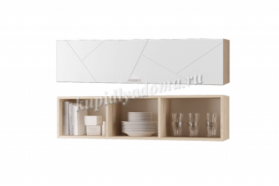 Шкаф настенный Скай Лайн 1200 с горизонтальной дверью (Дуб сонома/Белый)