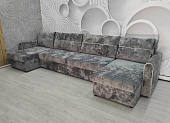 Угловой диван-кровать Амур ДУ комплектация 6 (Плюш графит/Плюш сильвер)